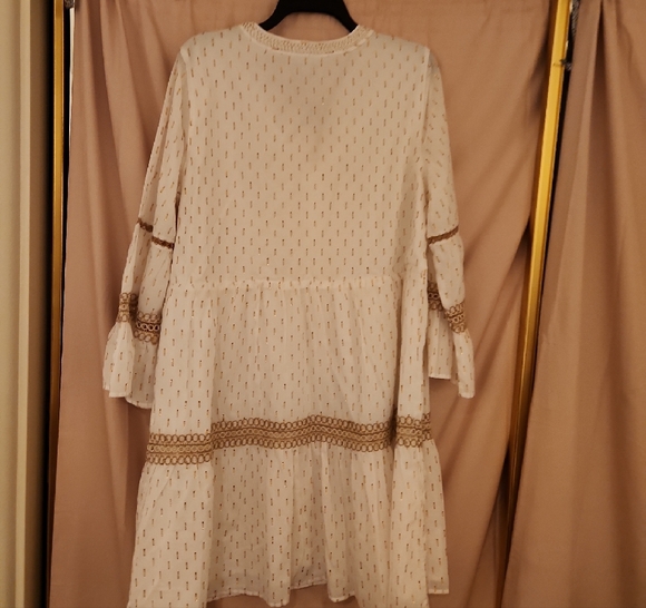 Chico's Cream Long Sleeve Dress with Gold Details - Picture 2 of 2